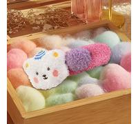 Plush Bear Hair Clips for Women, Side Cartoon Hairs Styling Accessories, Cute Colorful Headdress for Thick or Thin Hair, Soft Decorative Clip Set for Girls, 5.12x1.97x1.18 Inches