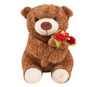 Plush Bear Holding Rose - Peluche animale Holding Rose, Cute Teddies With Red Roses Set, Creative Magnetic Hold Flower Bear Doll, Rose Bouquet Turns Into Hat Bears Plushes Doll, Adorable Birthday Gift