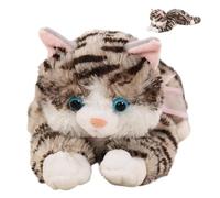 Plush Cat Stuffed Doll - Black Striped Soft Toy | Realistic Sound Animal Plush - Cute Funny Expression Pillow Decorative Companion for Bedroom Divano Living Room Gift Kids Teens Adults Collectors