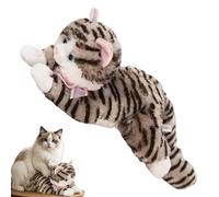 Plush Cat Stuffed Doll - Black Striped Soft Toy | Realistic Sound Animal Plush - Cute Funny Expression Pillow Decorative Companion For Bedroom Divano Living Room Gift Kids Teens Adults Collectors