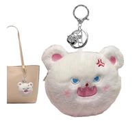 Plush Coin Purse, Cartoon Animal Keychain Wallet, 3.94 Inches Plushes Coins, Bright Portable Purse, Keychains Accessory, Backpack Decoration, Goodie Bag Filler, Color Black and White