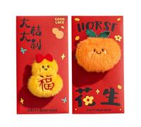 Plush Design Chinese Envelopes - Red Envelopes With 3D Plush Doll Design, Chinese New Year Gift Packet For Kid For Christmas, Weddings, Birthdays, Home Gatherings, Family, Friends, Kids, Adults