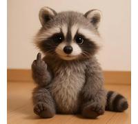 Plush di Dito Medio, Meet The Attitude Squad: Piccoli Ribelli Lussuosi con Sass e Coccole, Tasca Little Raccoon