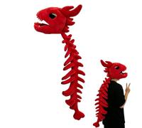 Plush Dinosaur Skeleton Costume - Halloween Realistic with Head Spine