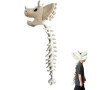 Plush Dinosaur Skeleton Costume - Halloween Realistic with Head Spine