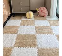 Plush Foam Interlocking Floor Mat, 1Square Carpet Tiles, 2x12x0.4 Inches, Cuttable Puzzle Rug, Soft Floor Cushion for Bedroom, Nursery, Kids Room, Playroom