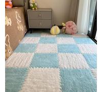 Plush Foam Interlocking Floor Mat, 1Square Carpet Tiles, 2x12x0.4 Inches, Cuttable Puzzle Rug, Soft Floor Cushion for Bedroom, Nursery, Kids Room, Playroom