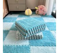 Plush Foam Interlocking Floor Mat, 1Square Carpet Tiles, 2x12x0.4 Inches, Cuttable Puzzle Rug, Soft Floor Cushion for Bedroom, Nursery, Kids Room, Playroom