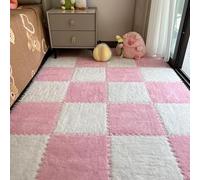 Plush Foam Interlocking Floor Mat, 1Square Carpet Tiles, 2x12x0.4 Inches, Cuttable Puzzle Rug, Soft Floor Cushion for Bedroom, Nursery, Kids Room, Playroom
