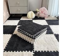 Plush Foam Interlocking Floor Mat, 1Square Carpet Tiles, 2x12x0.4 Inches, Cuttable Puzzle Rug, Soft Floor Cushion for Bedroom, Nursery, Kids Room, Playroom