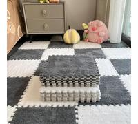 Plush Foam Interlocking Floor Mat, 1Square Carpet Tiles, 2x12x0.4 Inches, Cuttable Puzzle Rug, Soft Floor Cushion for Bedroom, Nursery, Kids Room, Playroom