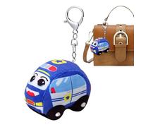 Plush Keychain Toy, Fire Truck Stuffed Doll,3.54x2.76x2.36 Inches, Educational Vehicle Figure, Soft Design with Clip Attachment, Ideal for Backpack Handbag Purse Wallet Travel Kids Preschool Use