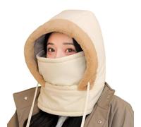Plush-Lined Thickened Thermal Hat with Face Mask, Windproof Fleece Ski Mask 3 in 1 Windproof Ski Hat for Men And Women (White)