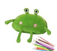 Plush Pencil Pouch - Soft School Supplies Bag | Creative Stuffed Frog Cosmetic Bag, Cartoon Theme Crayon Pouch for Pens, Pencils, Erasers