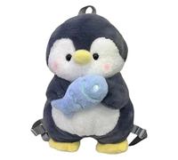 Plush Penguin Backpack - Cartoon Stuffed Shoulder Purse Adjustable Strap, Soft Animal Tote Carry Bag Zipper Storage Organizer Lightweight Comfortable Wear Design For School Travel Daily Outing Use