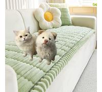 Plush Pet Couch Cover,Non-Slip Washable Couch Covers for Pets,Ultra-Soft Quilted Fluffy Plush Sofa Protector with Waterproof Lining, Suitable for Dogs and Cats (Light Green,24 * 48 in)
