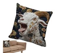 Plush Pillow Covers - 18 x 18 pollici, Goat Screaming Pillow Case ,Decor Solution | Time-Saving Care ,Soft Pillowcase For Farm Animal Lovers Rural Lifestyle Enthusiasts Young Adults Sofa Living Room