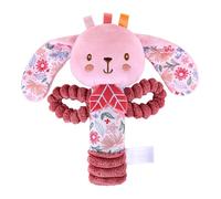 Plush Rattle, Cute Bunny & Elephant Animal Toys, Soft Ring Rattle Shaker, Gentle Sensory Stimulation, Pink Stuffed Comfort Toy 5.91x3.15x7.87 Inches for Babies 0-6 Months