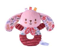 Plush Rattle, Cute Bunny & Elephant Animal Toys, Soft Ring Rattle Shaker, Gentle Sensory Stimulation, Pink Stuffed Comfort Toy 5.91x3.15x7.87 Inches for Babies 0-6 Months