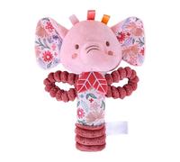Plush Rattle, Cute Bunny & Elephant Animal Toys, Soft Ring Rattle Shaker, Gentle Sensory Stimulation, Pink Stuffed Comfort Toy 5.91x3.15x7.87 Inches for Babies 0-6 Months