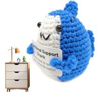 Plush Shark - Stuffed Animal | Shark | Positive Knitted Shark With Inspirational Card, Soft Plush Toy, Soft Animals Toy For Friends Family, Handmade Funny Doll, Heartwarming Gift