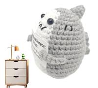 Plush Shark - Stuffed Animal | Shark | Positive Knitted Shark With Inspirational Card, Soft Plush Toy, Soft Animals Toy For Friends Family, Handmade Funny Doll, Heartwarming Gift