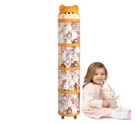 Plush Storage Organizer - Transparent Large Container, Mobile Tube Bin, Easy Move Wheels, Sturdy Lightweight Structure, Space Efficient Design | Stuffy Holder for Kids Bedroom Nursery Playroom Decorat