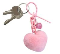 Plush Stuffed Keychains, Heart Plush Key Ring, Heart Ball Pom Charm Keychains, Bag Charm Pendant For Men Teens Women Boys Youth Coworkers Students Friends Family