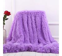 Plush Super Soft Blanket Bedding Sofa Cover Furry Fuzzy Fur Warm Throw Qulit Cozy Couch Blanket for Winter 51""x63"", Purple
