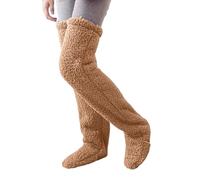 Plush Thermal Long Socks-Warmth Long Socks, Snug Step Fur Socks, The Warmest Over-The-Knee Plush Socks (One Size,Brown)