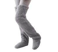 Plush Thermal Long Socks-Warmth Long Socks, Snug Step Fur Socks, The Warmest Over-The-Knee Plush Socks (One Size,Dark Gray)