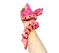 PLUSHCEWT 1 pezzo di Axolotl stampato 3D con ali, figure di drago articolati mobili, modello di animale fantasia, da collezione, come decorazione da scrivania o giocattolo (le sfumature di colore sono