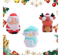 PLUSHCEWT Giocattolo Spremere Natale Divertente Giocattolo Antistress Babbo Natale Pupazzo di Neve Renna Occhi Giocattolo Spremere per Bambini Adulti Giocattolo Spremere Squishy (B)
