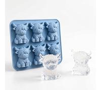 PLUSHCEWT Mini stampo per cubetti di ghiaccio a forma di mucca delle Highlands, in silicone 3D, a forma di mucca delle Highland, per bevande, whisky, cocktail, caffè, cioccolato, caramelle, gelatine e