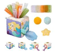 PLUSHCEWT Portasciugamani in tessuto Montessori, giocattolo sensoriale con specchio e panni colorati per bambini dai 6 mesi, giocattolo educativo precoce per la promozione dei sensi, ragazzi e ragazze