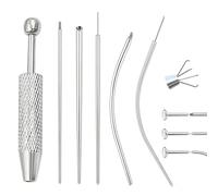 PLUSHCEWT Set di 6 strumenti per piercing a sfera e apri per sostituire gioielli, perno di inserimento senza filettatura, in acciaio inox, con retro piatto, strumento per l'applicazione di orecchini