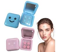 PLUSHCEWT Starface - 64 toppe a forma di stella, copertura idrocolloidale per acne e viso, essenziali per la cura della pelle per adolescenti (2 scatole, blu e rosa)