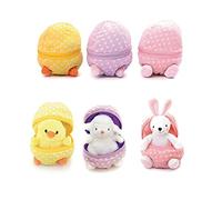 Plushland Peluche da 15,2 cm con chiusura a sorpresa, regalo ispirato alla primavera per ragazze e ragazzi, compleanno, festa della mamma (assortimento di uova di Pasqua)