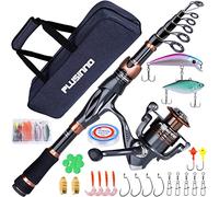PLUSINNO Canna da pesca e mulinello Combo, Bronze Warrior Toray 24 Ton Carbon Matrix telescopica canna da pesca, 12+1 cuscinetti schermati in acciaio inox BB Spinning Reel, attrezzatura da pesca