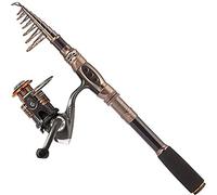 PLUSINNO Canna da pesca e mulinello Combo canna da pesca telescopica in fibra di carbonio con mulinello Combo Kit di canna da pesca d'acqua dolce marina salata Kit canna da pesca..