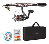 PLUSINNO - Canna da pesca spinning telescopica con mulinello, lenza, esche, ami, borsa da pesca, custodia e accessori, 2,1 m (organizer per attrezzatura da pesca)