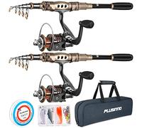 PLUSINNO - Canna da pesca telescopica con mulinello in fibra di carbonio, per acqua salata e dolce, kit con canna da pesca