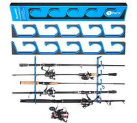 PLUSINNO H5 - Supporto orizzontale per canna da pesca/pali da pesca, per garage, parete o soffitto, in alluminio aeronautico, può contenere fino a 5 canne o combo o reti