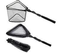 PLUSINNO Retino da pesca per pesci, con manico telescopico pieghevole, in nylon resistente, cattura o rilascio sicuro dei pesci (40,6 cm)