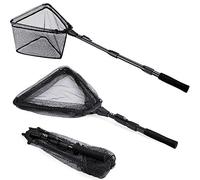 PLUSINNO Retino da pesca per pesci, con manico telescopico pieghevole, in nylon resistente, per catturare o rilasciare pesci sicuri (41,1 cm)