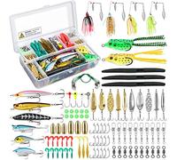 PLUSINNO® Set di 102 esche artificiali, inclusi stickbait, wobbler, wobbler, jighaken, rane, indicatori di direzione e altri accessori