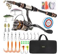 Plusinno - Set di canna da pesca telescopica in fibra di carbonio 24 t/mulinello da spinning con 12 +1 cuscinetti a sfera schermati in acciaio inox, custodia in omaggio, pesca d’acqua dolce e salata