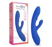 plusOne Luxe Rabbit Vibrator for Women - Made of Body-Safe Silicone, Fully Waterproof, USB Rechargeable - Dual Vibrating Massager with 10 Vibration Settings Blue