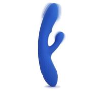 plusOne Luxe Rabbit Vibrator for Women - Made of Body-Safe Silicone, Fully Waterproof, USB Rechargeable - Dual Vibrating Massager with 10 Vibration Settings Blue