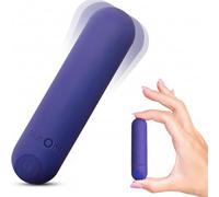 plusOne - Pallottola a vibrazione silenziosa tascabile con 10 impostazioni di virbrazione, batteria ricaricabile, impermeabile, colore viola